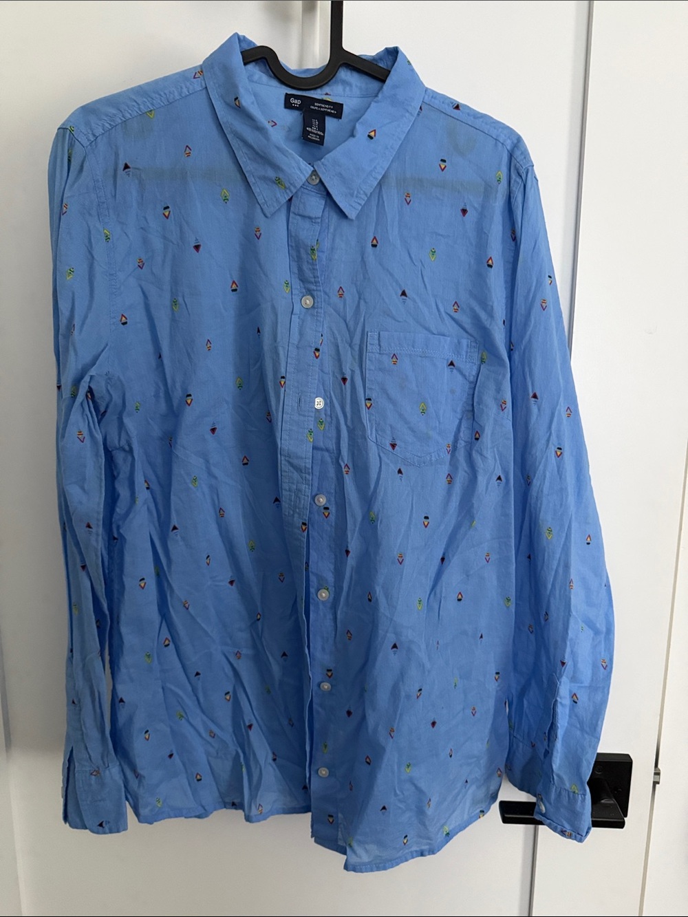 GAP Sky Blue Button-Down Shirt with Micro Motif